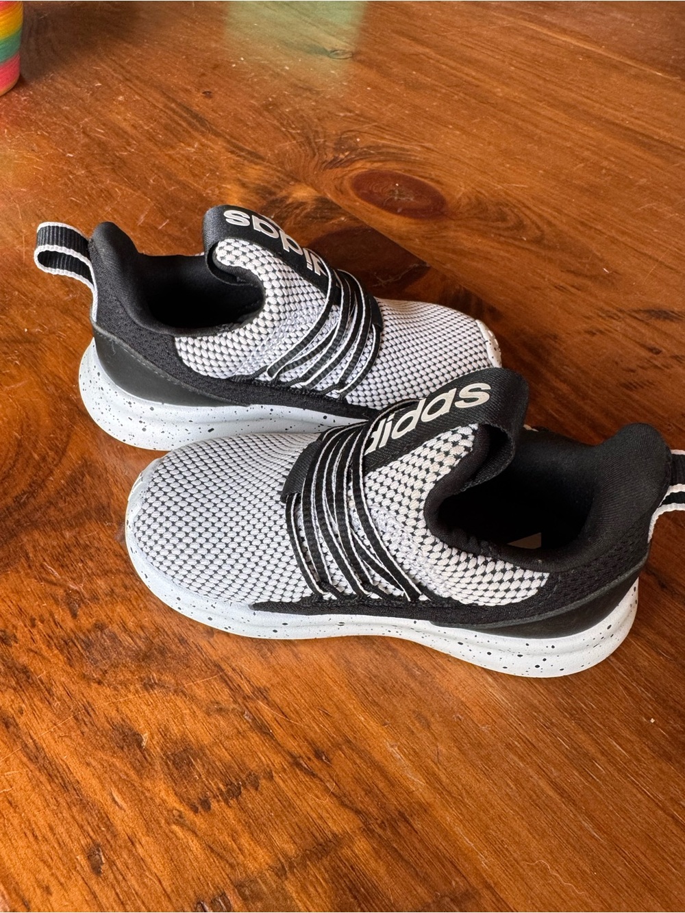 Adidas Kids Black and White Slip-On Knit Sneakers